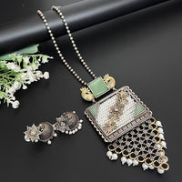 Akruti Collection 2 Tone Plated Pota Stone And Beads Necklace Set