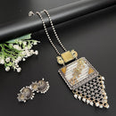 Akruti Collection 2 Tone Plated Pota Stone And Beads Necklace Set