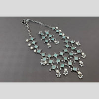 Akruti Collection Oxidised Plated Crystal Stone And Pearls Necklace Set
