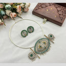 Akruti Collection 2 Tone Plated Pota Stone Necklace Set