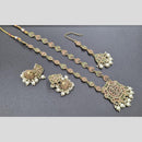 Akruti Collection Gold Plated Crystal Stone And Pearls Long Necklace Set