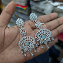 Akruti Collection Silver Plated AD Dangler Earrings