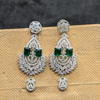 Akruti Collection Silver Plated AD Dangler Earrings