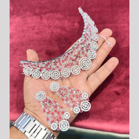 Akruti Collection Silver Plated American Diamond Neckalce Set