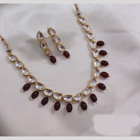 Akruti Collection Gold Plated Kundan And Beads Neckalce Set