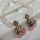 Akruti Collection Gold Plated Crystal Stone And Beads Kan Chain Jhumki Earrings