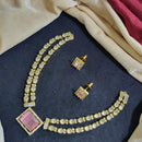 Akruti Collection Gold Plated American Diamond Necklace Set