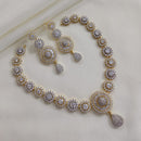 Akruti Collection Gold Plated American Diamond Necklace Set