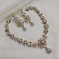 Akruti Collection Gold Plated American Diamond Necklace Set