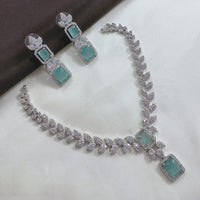 Akruti Collection Silver Plated American Diamond Necklace Set