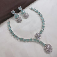 Akruti Collection Silver Plated American Diamond Necklace Set