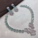 Akruti Collection Silver Plated American Diamond Necklace Set