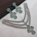 Akruti Collection Silver Plated American Diamond Necklace Set