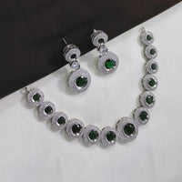 Akruti Collection Silver Plated American Diamond Necklace Set