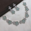 Akruti Collection Silver Plated American Diamond Necklace Set