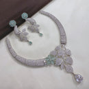 Akruti Collection Silver Plated American Diamond Necklace Set