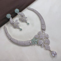 Akruti Collection Silver Plated American Diamond Necklace Set