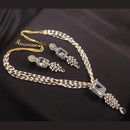 Akruti Collection Gold Plated American Diamond And Pearls Necklace Set