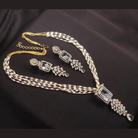 Akruti Collection Gold Plated American Diamond And Pearls Necklace Set