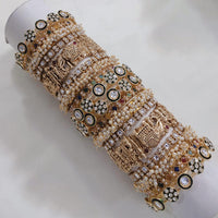 Akruti Collection Gold Plated Kundan Stone And Meenakari Bangles Set