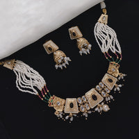 Akruti Collection Gold Plated Kundan And Pearl Necklace Set