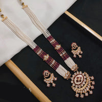 Akruti Collection Gold Plated Polki Kundan And Pearl Long Necklace Set