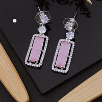 Akruti Collection American Diamond Dangler Earrings | Elegant Party Wear