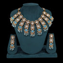 Akruti Collection Gold Plated Polki Kundan Stone Pearl And Beads Necklace Set