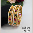 Akruti Collection Gold Plated Pota Stone And Pearl Bangle Set
