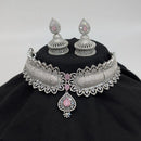 Akruti Collection Silver Plated American Diamonds Choker Necklace Set