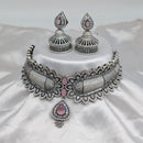 Akruti Collection Silver Plated American Diamonds Choker Necklace Set