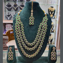 Akruti Collection Gold Plated Pota Stone And Austrian Multi Layer Necklace Set