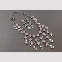 Akruti Collection Oxidised Plated Pota Stone Necklace Set