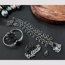 Akruti Collection Oxidised Plated Pota Stone Combo Set