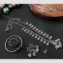 Akruti Collection Oxidised Plated Pota Stone Combo Set