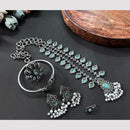 Akruti Collection Oxidised Plated Pota Stone Combo Set