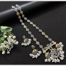 Akruti Collection 2 Tone Plated Pota Stone Long Necklace Set