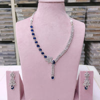 Akruti Collection Silver Plated American Diamond Necklace Set