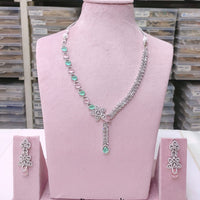 Akruti Collection Silver Plated American Diamond Necklace Set