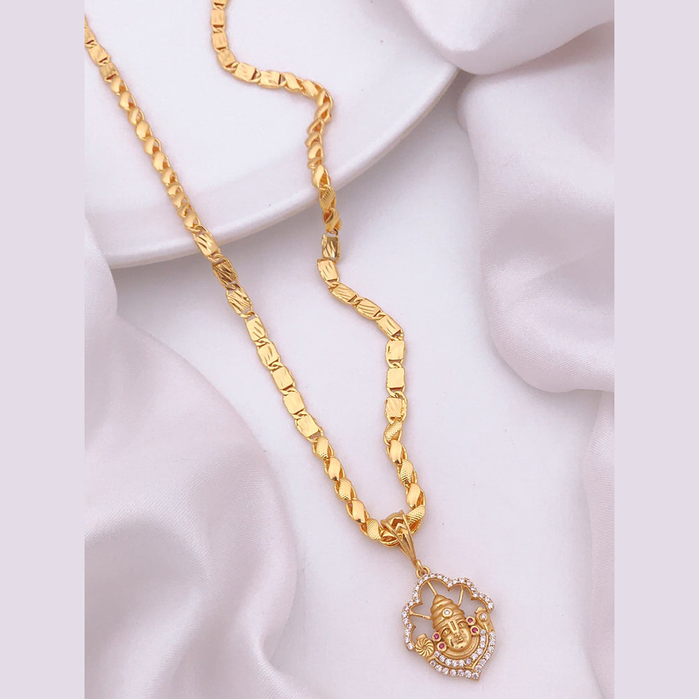 Akruti Collection Gold Plated Austrian Stone Temple Men's Chain Pendant