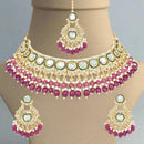 Akruti Collection Gold Plated Kundan Stone And Beads Necklace Set