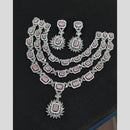 Akruti Collection Silver Plated American Diamond Necklace Set