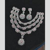 Akruti Collection Silver Plated American Diamond Necklace Set