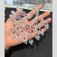 Akruti Collection Silver Plated American Diamond Necklace Set