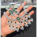 Akruti Collection Silver Plated American Diamond Necklace Set