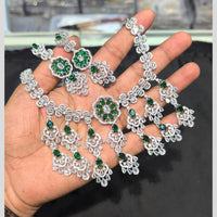 Akruti Collection Silver Plated American Diamond Necklace Set