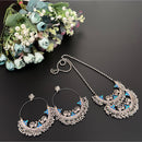 Akruti Collection Oxidised Plated Pota Stone Long Necklace Set