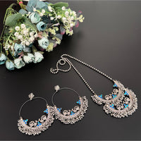 Akruti Collection Oxidised Plated Pota Stone Long Necklace Set