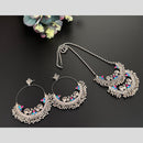 Akruti Collection Oxidised Plated Pota Stone Long Necklace Set