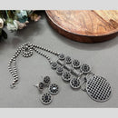 Akruti Collection Oxidised Plated Pota Stone Long Necklace Set